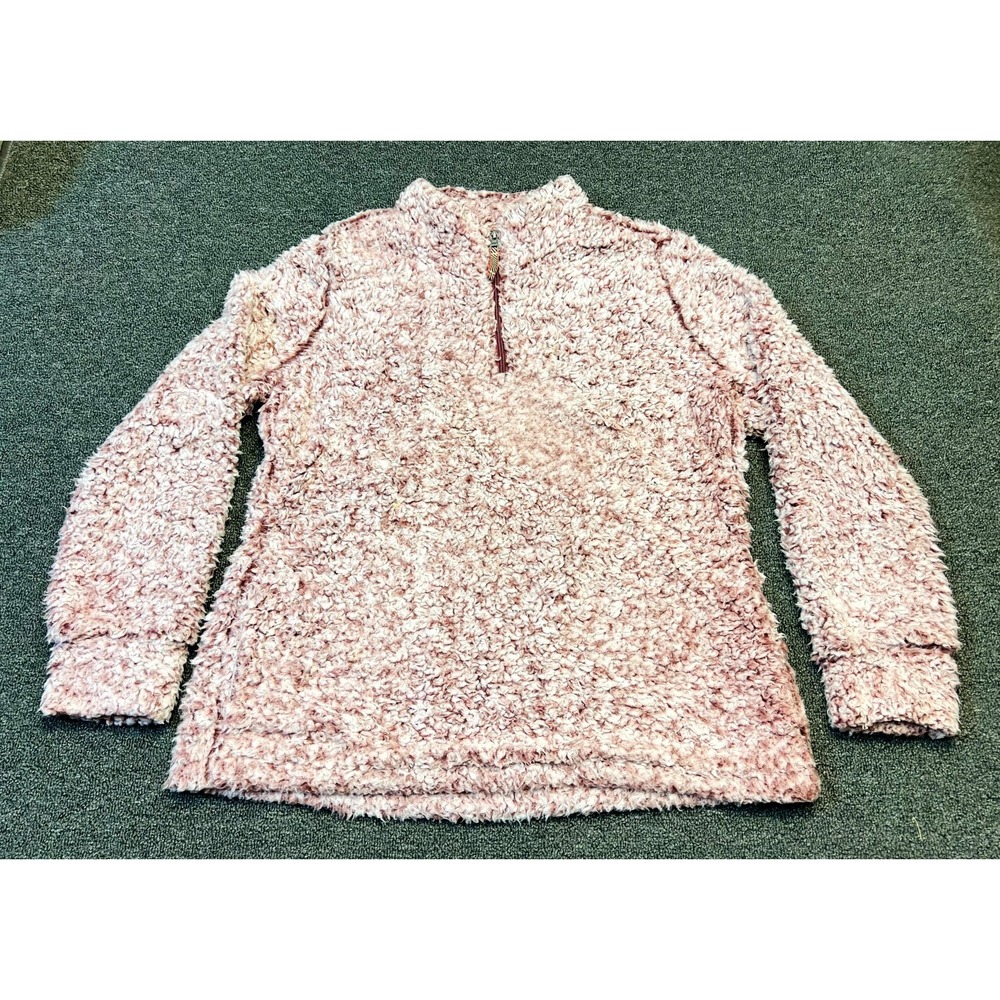 Weatherproof Vintage Sherpa Fleece Jacket Women Large Pink Mock Neck Quarter Zip
